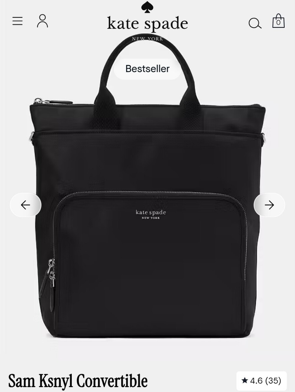 Kate Spade Sam Ksnyl Convertible Backpack